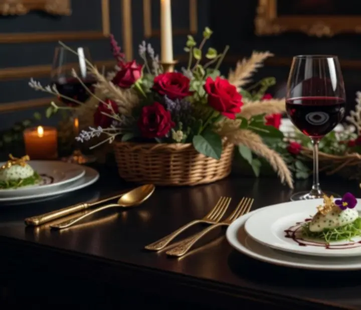 Detail luxusně prostřeného stolu pro privátní akci v restauraci Silqoravo v Praze