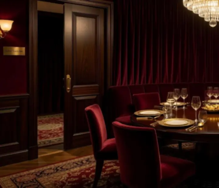 VIP salon Silqoravo s luxusně prostřeným stolem a intimním osvětlením
